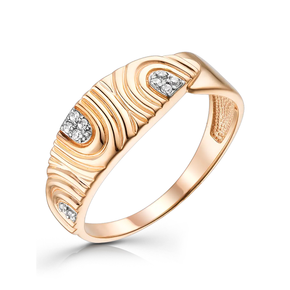 Inel din aur roșu cu pietre Cubic Zirconia Incolor