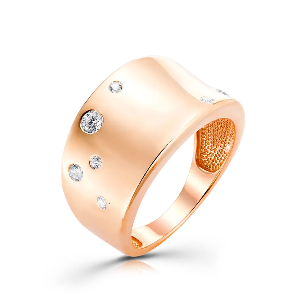 Inel din aur roșu cu pietre Cubic Zirconia Incolor