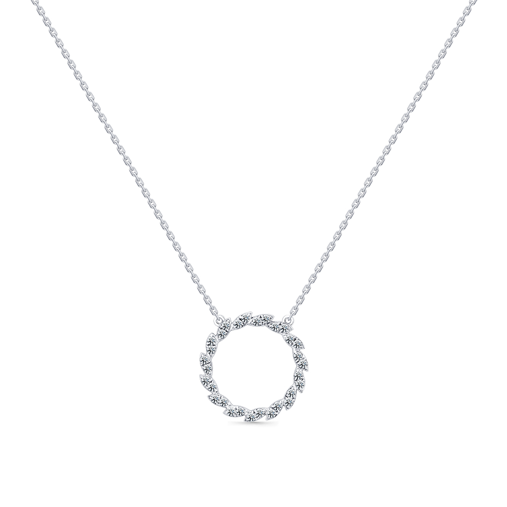 Colier din aur alb cu pietre Diamant