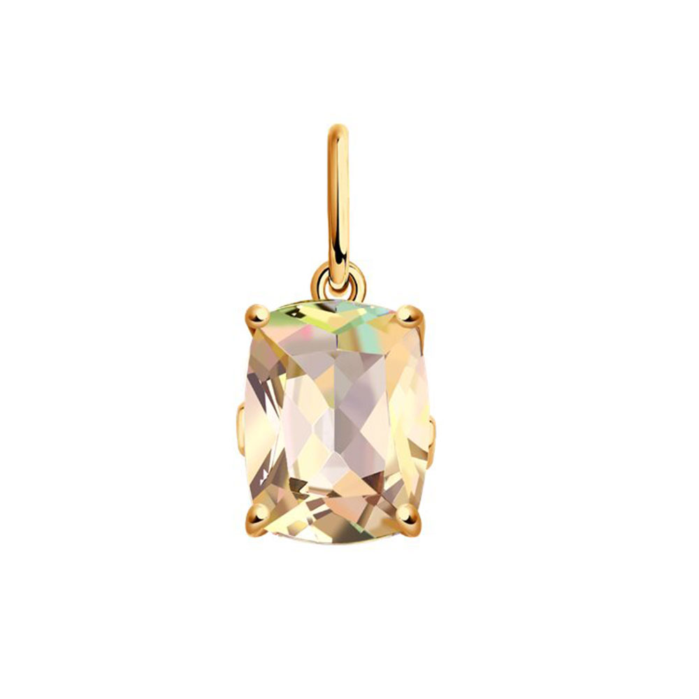 Pandantiv din aur roșu cu pietre Cubic Zirconia Incolor, Topaz roz