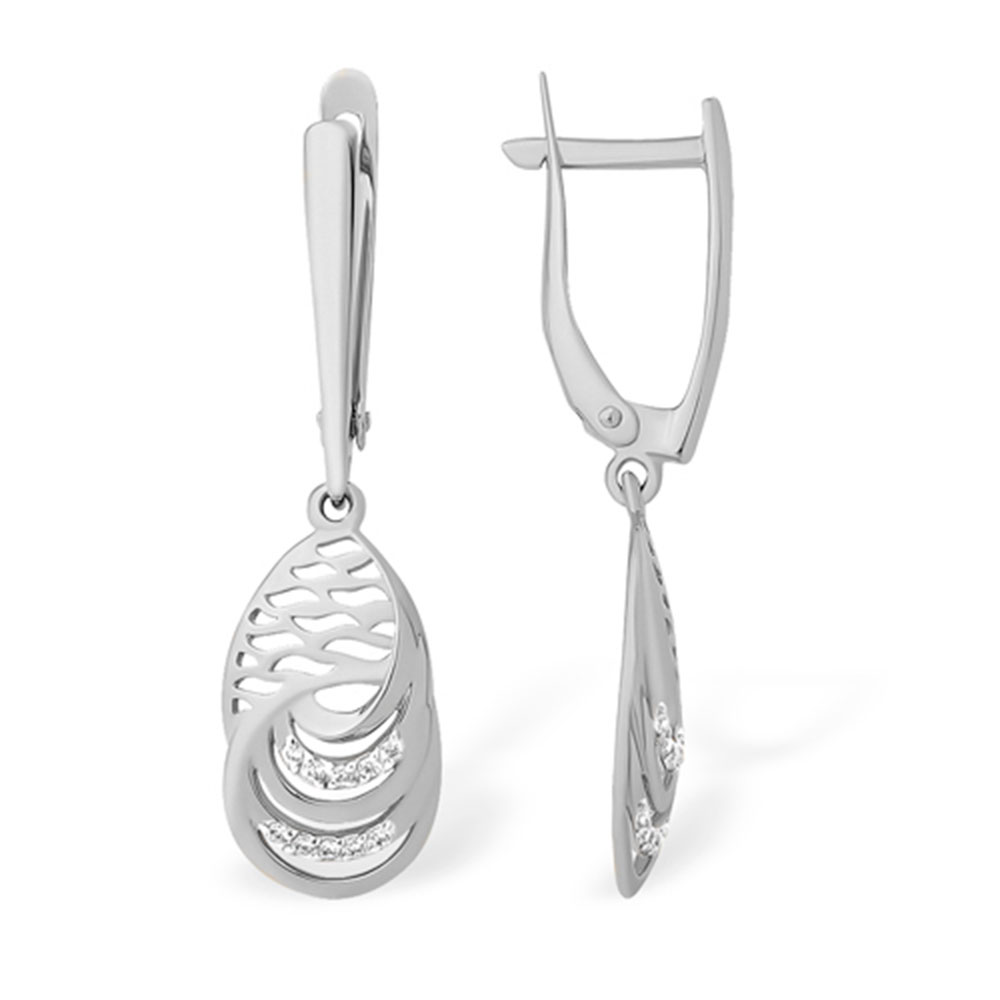 Cercei din aur alb cu pietre Cubic Zirconia Incolor