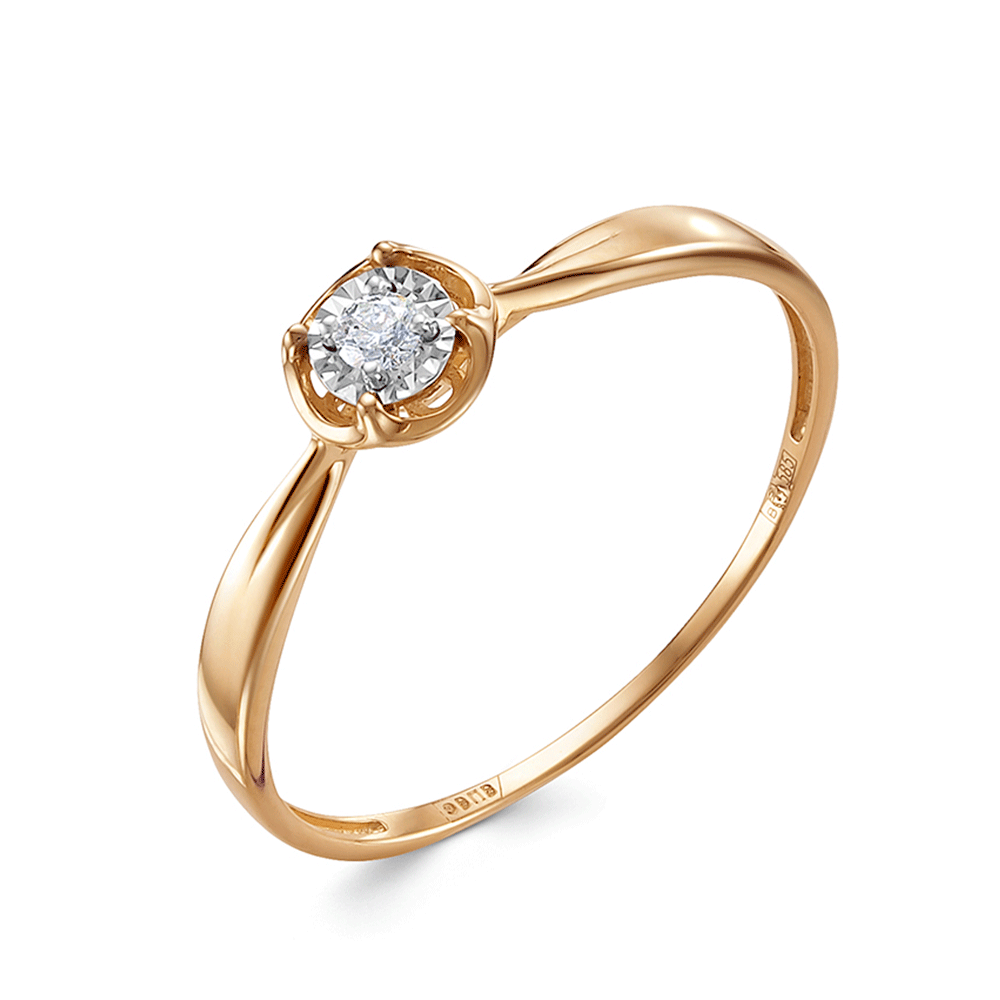 Inel din aur roșu cu pietre Diamant