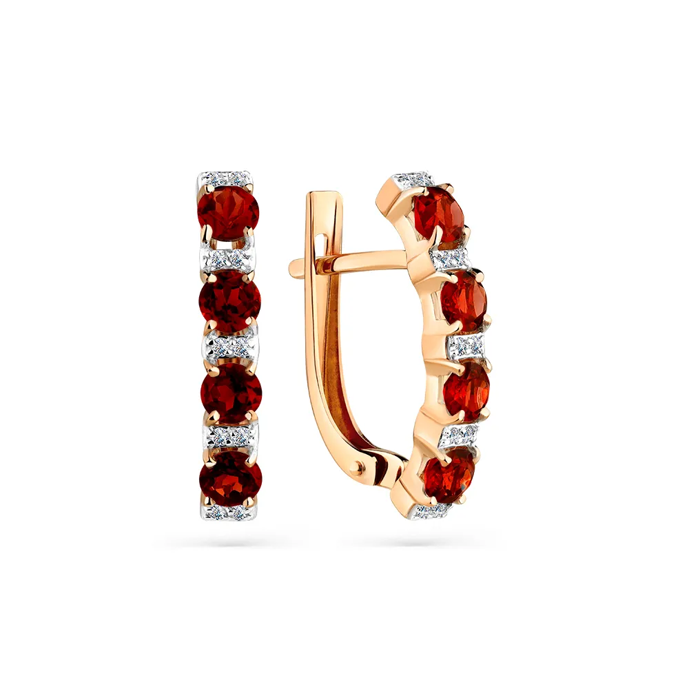 Cercei din aur roșu cu Cubic Zirconia Incolor, Granat