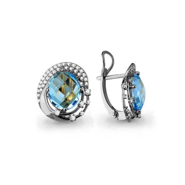 Cercei din aur alb cu Cubic Zirconia Incolor, Topaz Swiss