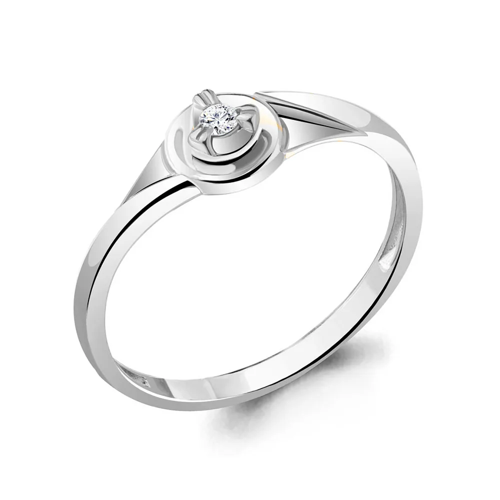 Inel din aur alb cu Cubic Zirconia Incolor