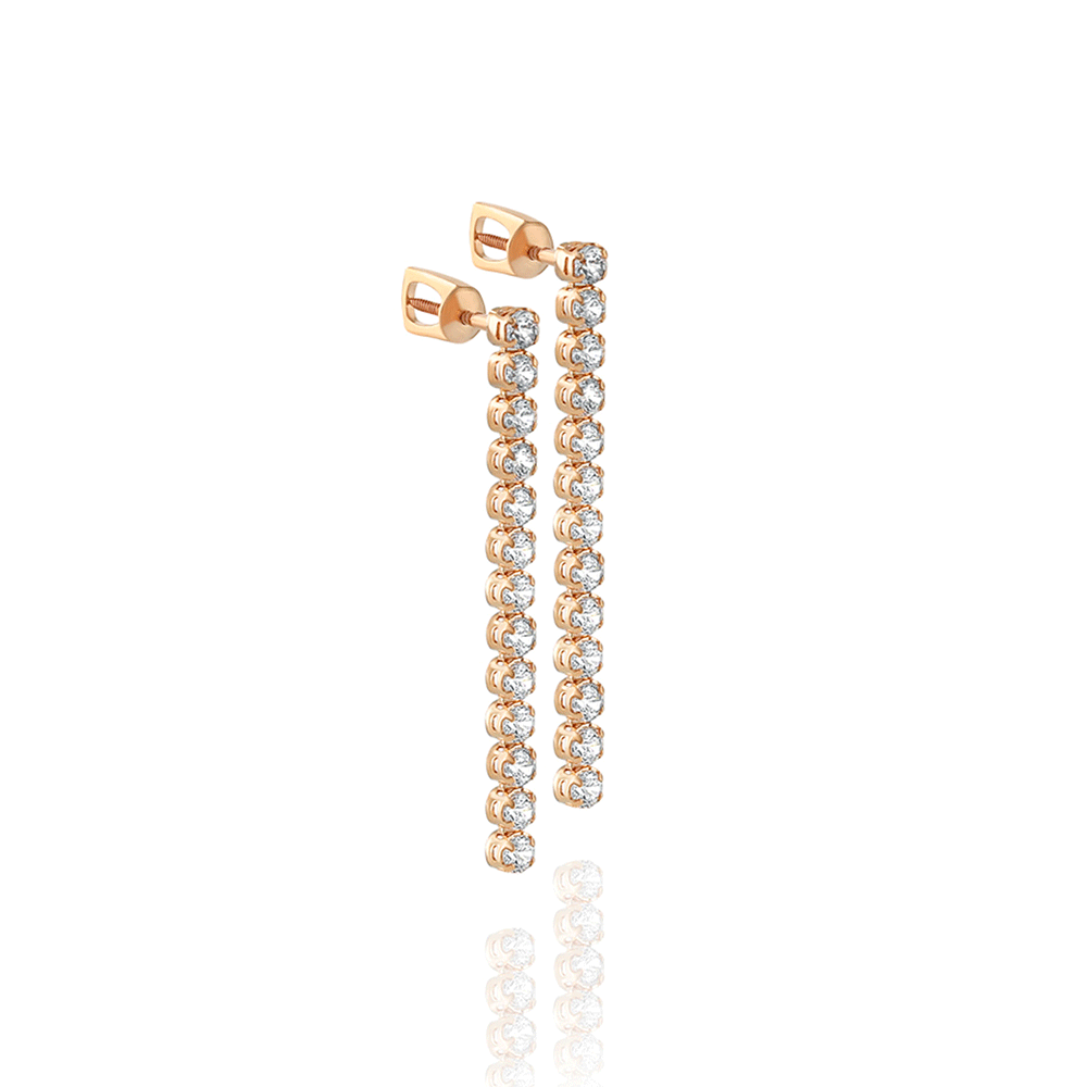Cercei Pusete din aur roșu cu pietre Cubic Zirconia Incolor