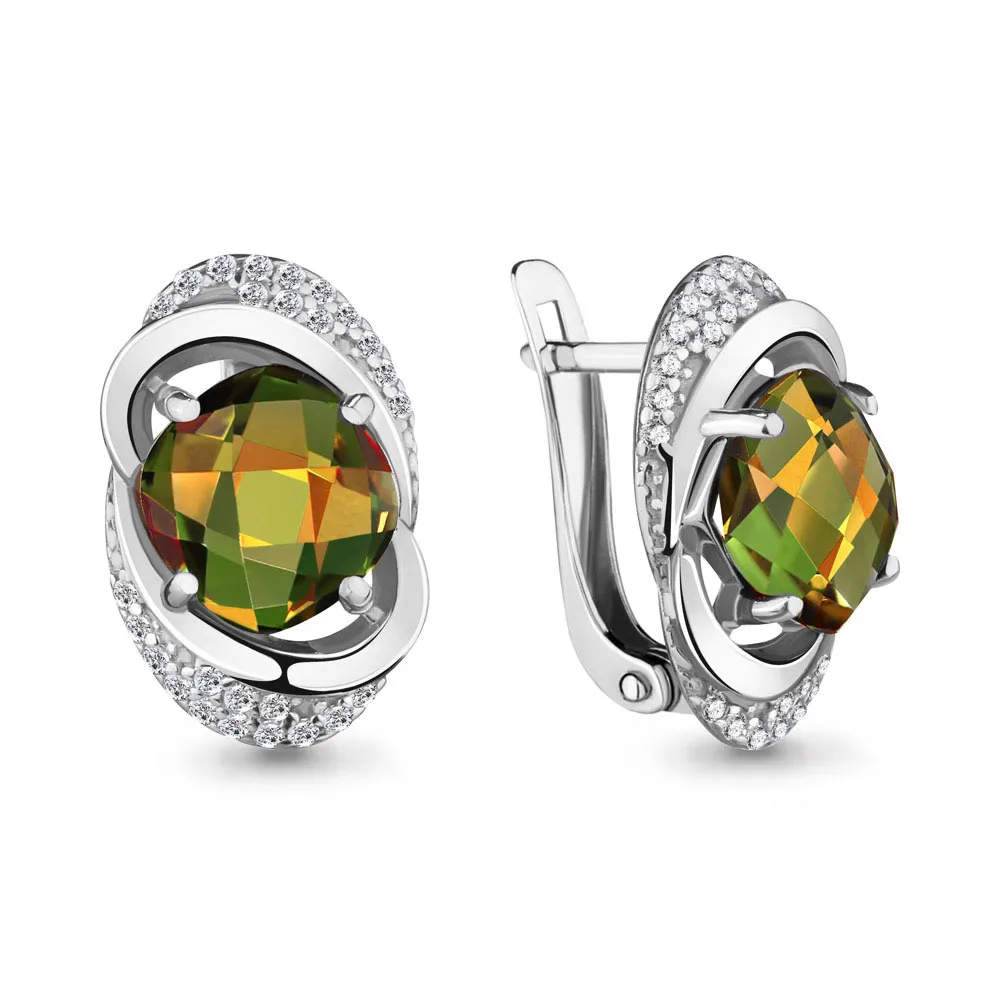 Cercei din aur alb cu Cubic Zirconia Incolor, Zultanit (sint.)