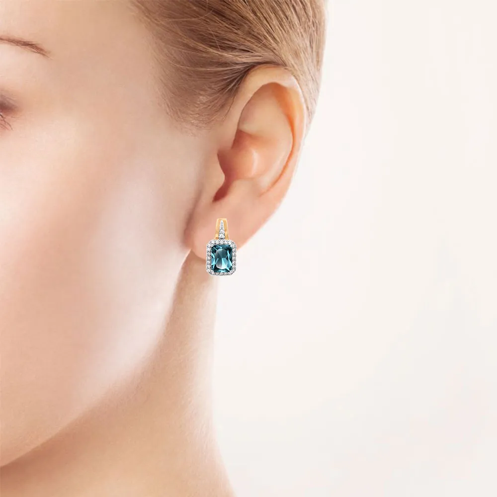 Cercei din aur roșu cu Cubic Zirconia Incolor, Topaz London