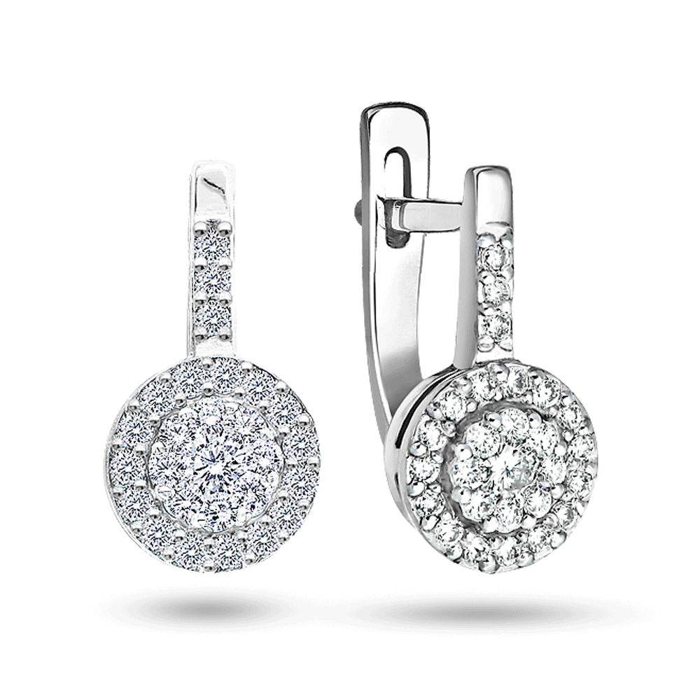 Cercei din aur alb cu pietre Diamant