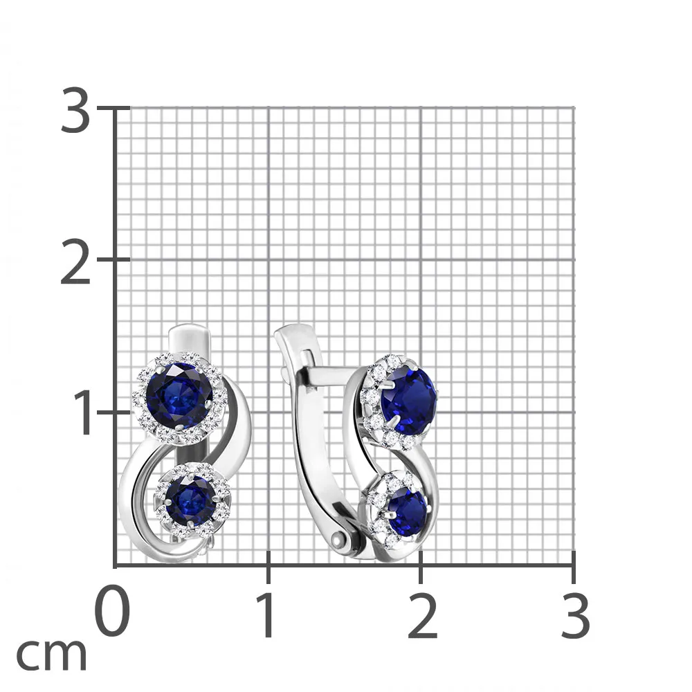 Cercei din aur alb cu Diamant, Safir