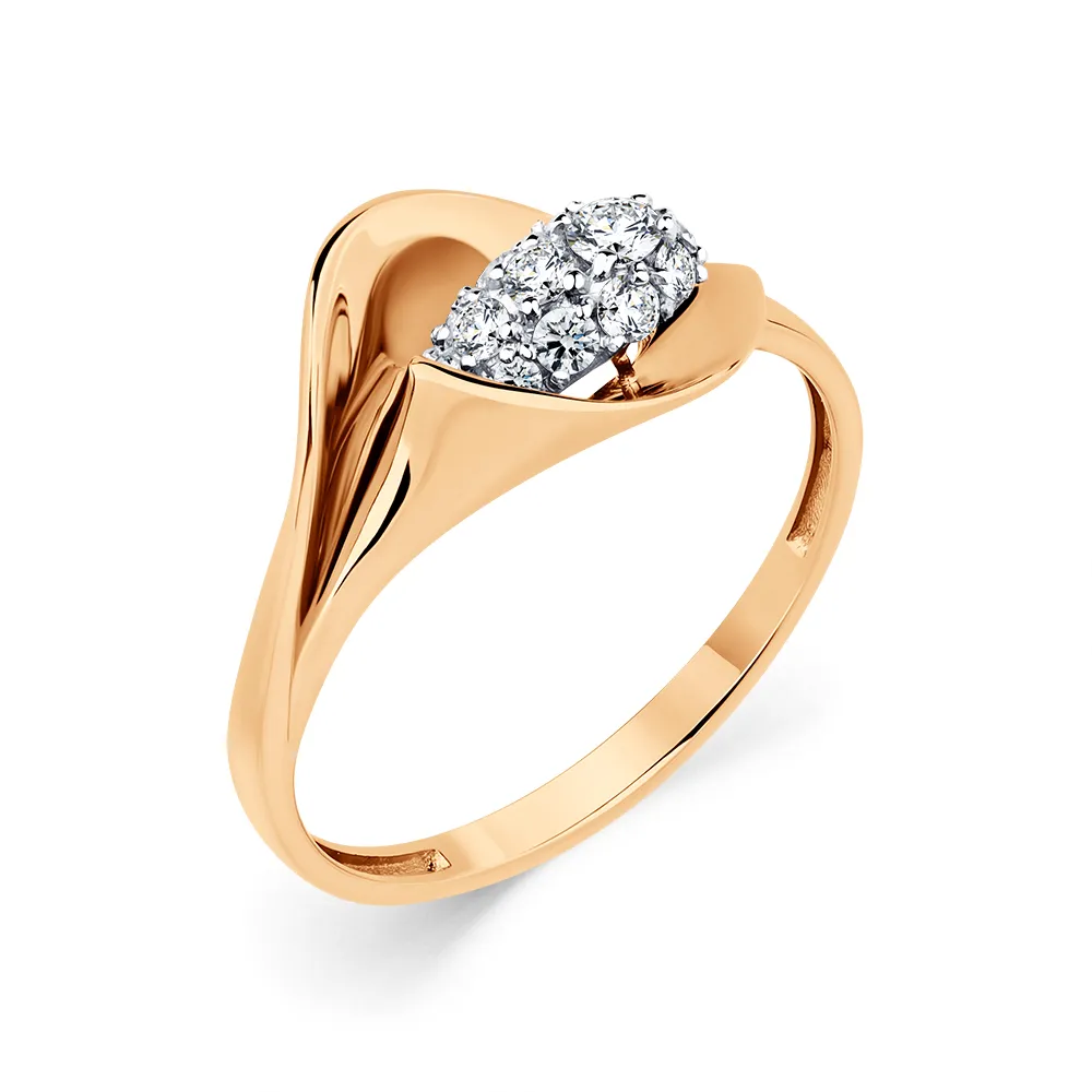 Inel din aur alb și roșu cu Cubic Zirconia Incolor
