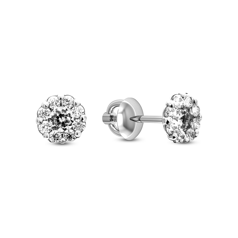 Cercei Pusete din aur alb cu pietre Diamant