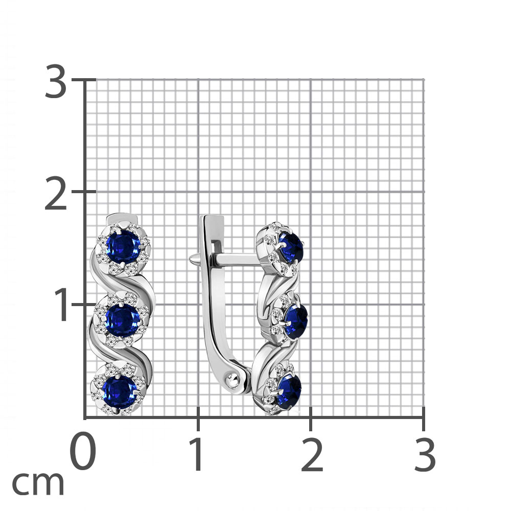 Cercei din aur alb cu pietre Diamant, Safir