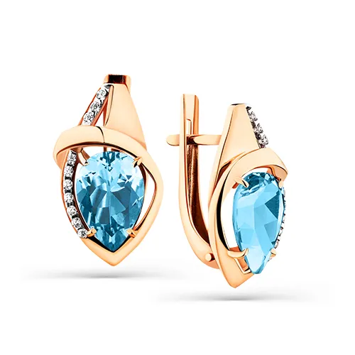 Cercei din aur roșu cu Cubic Zirconia Incolor, Topaz Swiss