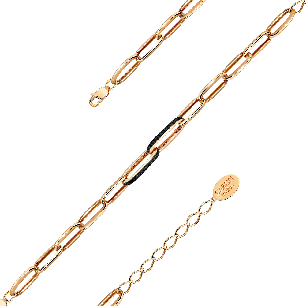 Brățară din aur roșu cu pietre Cubic Zirconia Negru