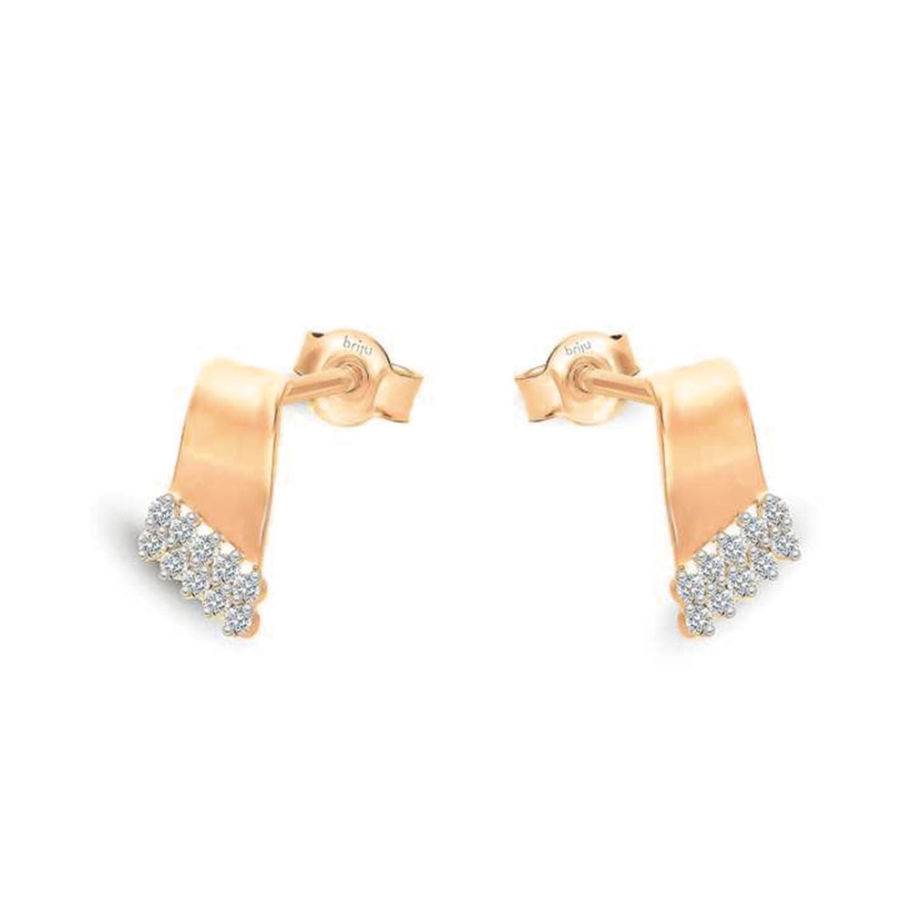 Cercei Pusete din aur roșu cu pietre Cubic Zirconia Incolor