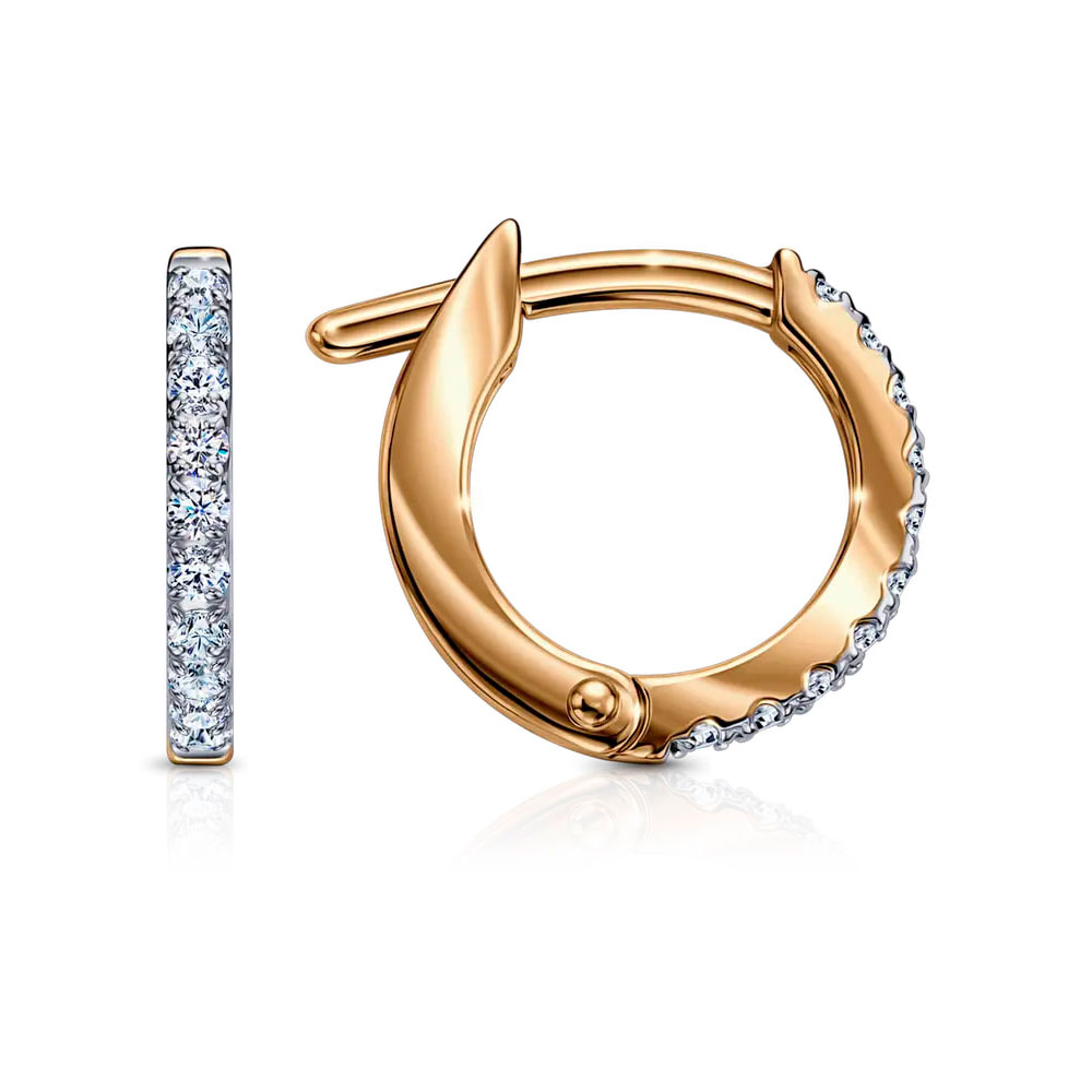 Cercei Creole din aur roșu cu Cubic Zirconia Incolor