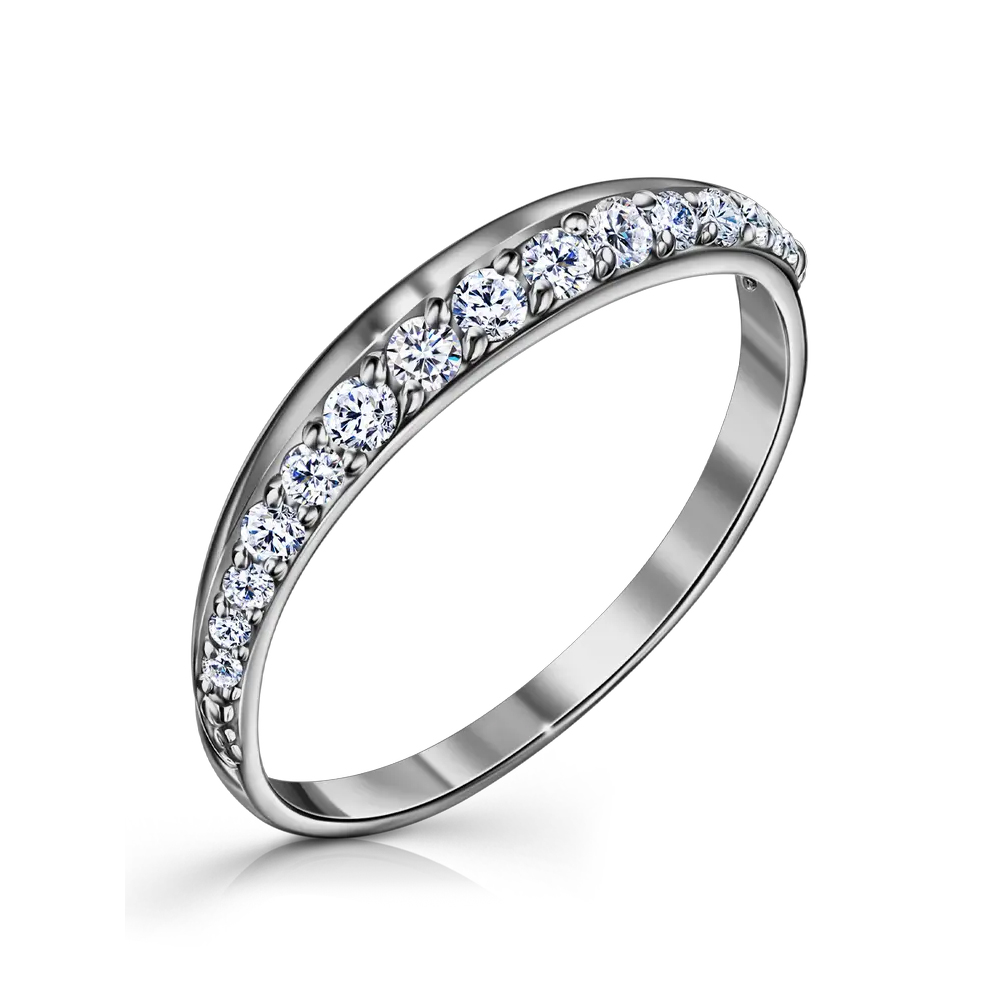 Inel din aur alb cu pietre Cubic Zirconia Incolor