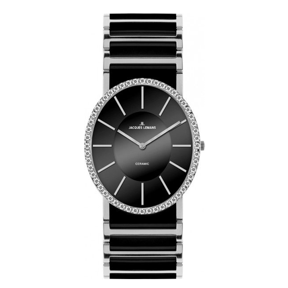 Ceas JACQUES LEMANS cu pietre Swarovski, Ceramica neagră