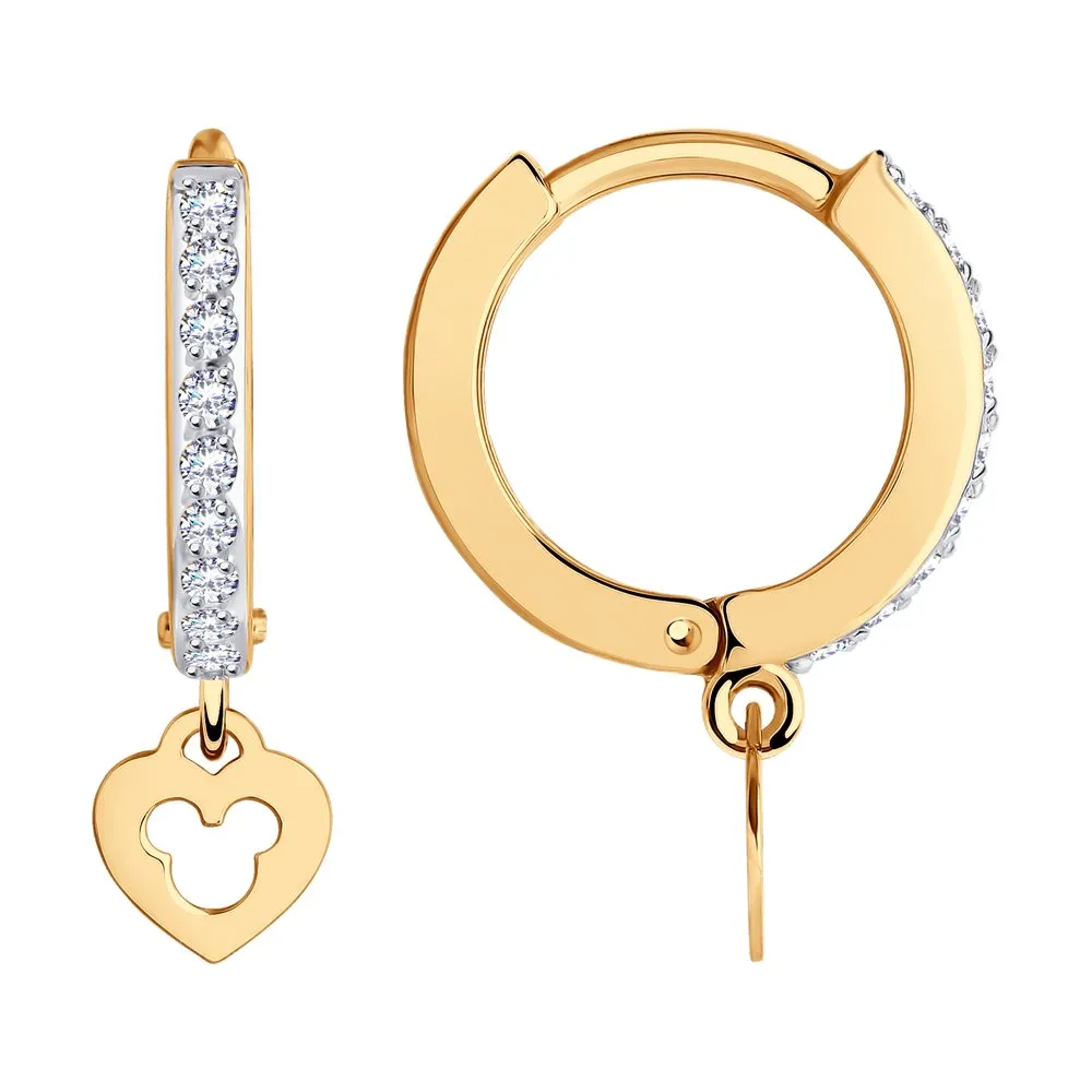 Cercei Creole din aur roșu cu Cubic Zirconia Incolor