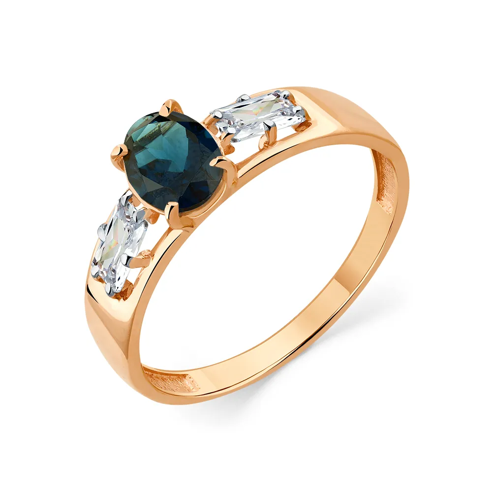 Inel din aur roșu cu Cubic Zirconia Incolor, Topaz London