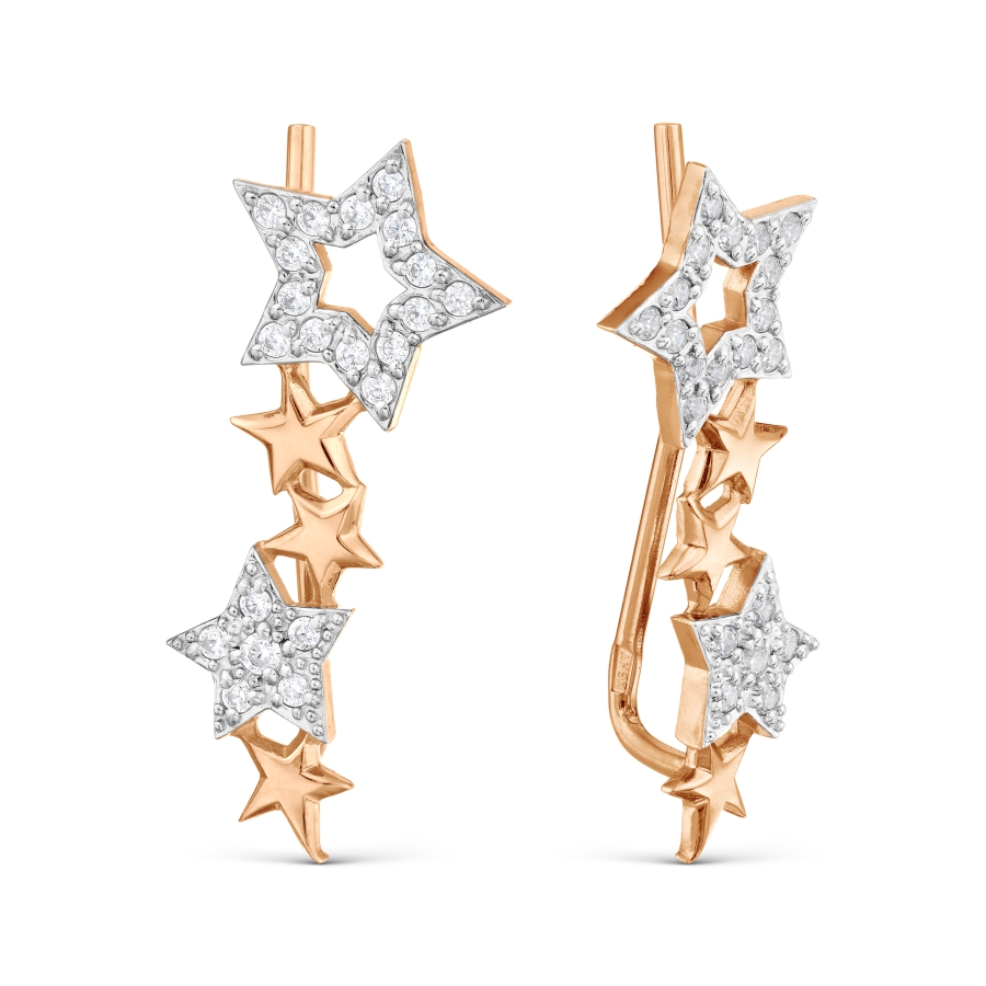 Cercei din aur roșu cu pietre Cubic Zirconia Incolor