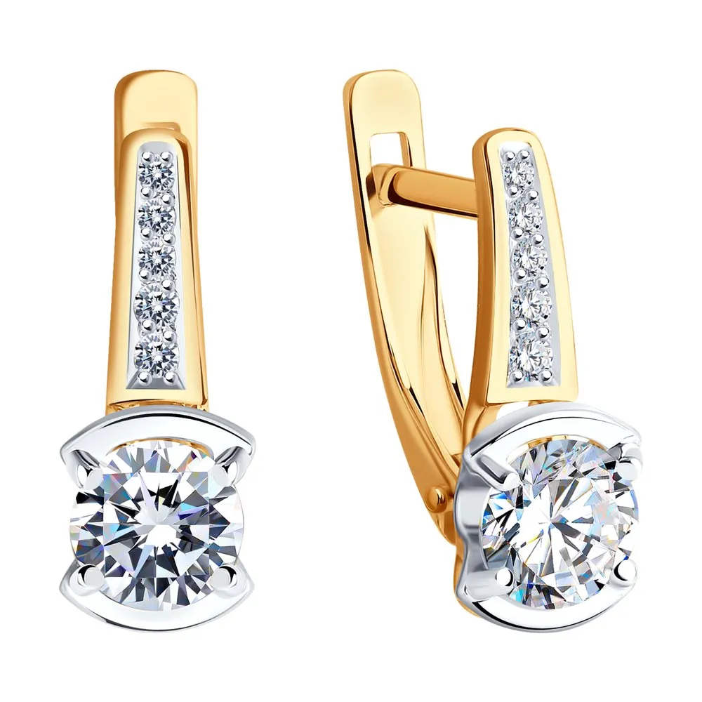 Cercei din aur roșu cu Cubic Zirconia Incolor