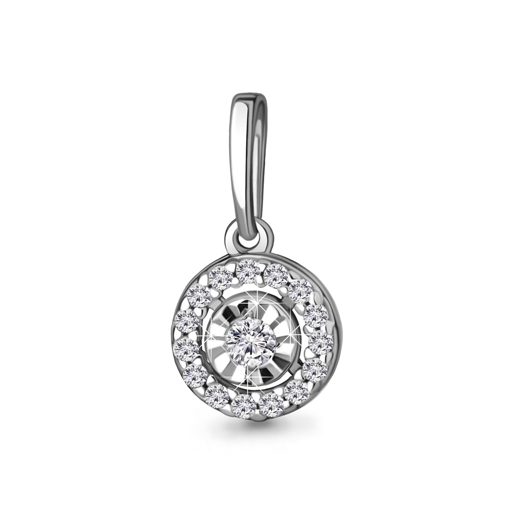 Pandantiv din aur alb cu pietre Diamant