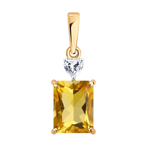 Pandantiv din aur roșu cu Cubic Zirconia Incolor, Citrin