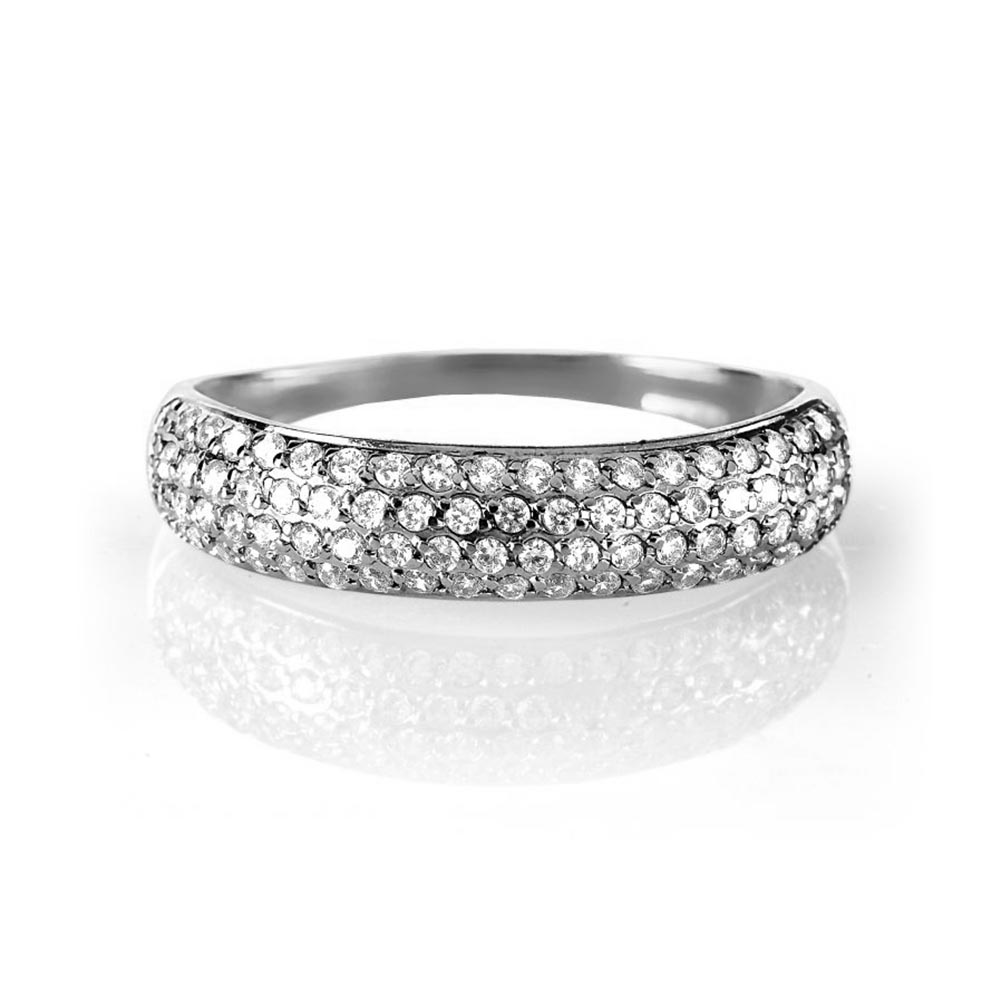 Inel din aur alb cu pietre Cubic Zirconia Incolor