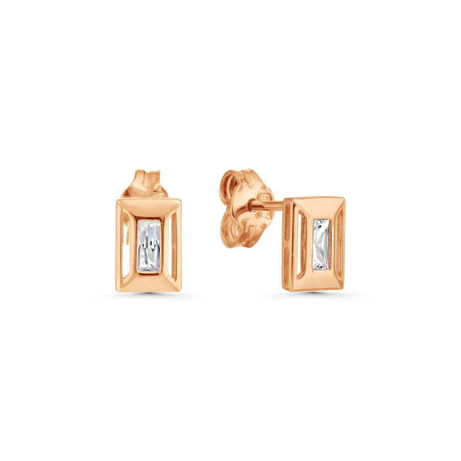 Cercei Pusete din aur roșu cu pietre Cubic Zirconia Incolor
