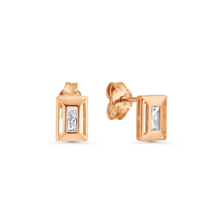 Cercei Pusete din aur roșu cu Cubic Zirconia Incolor