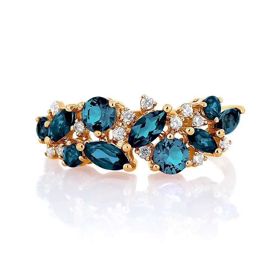 Inel din aur roșu cu Cubic Zirconia Incolor, Topaz London
