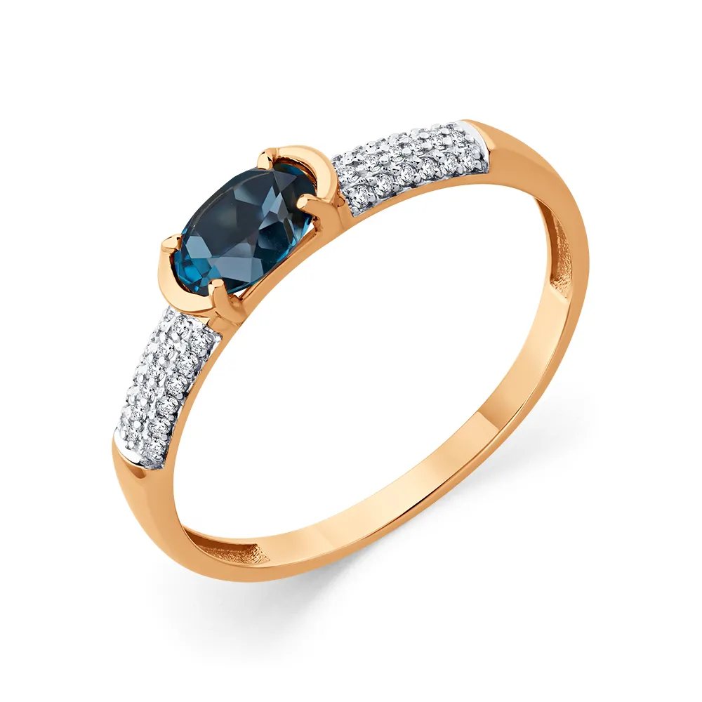Inel din aur roșu cu Cubic Zirconia Incolor, Topaz London