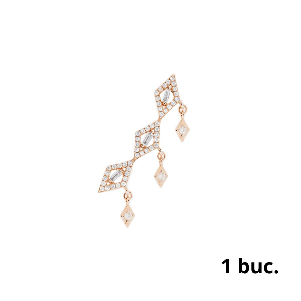 Cercel din aur roz cu pietre Diamant