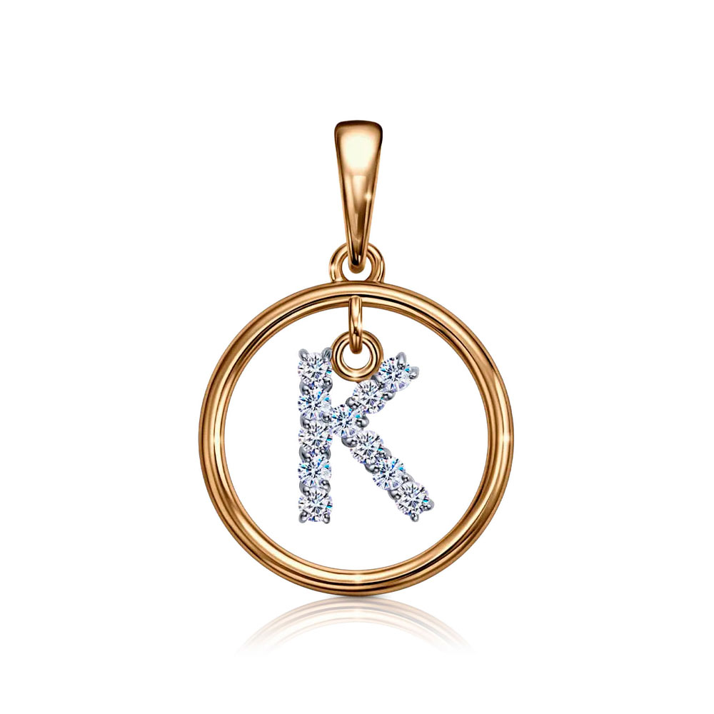 Подвеска из красного золота с камнями Фианит