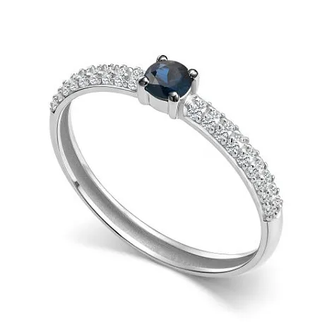 Inel din aur alb cu Diamant, Safir