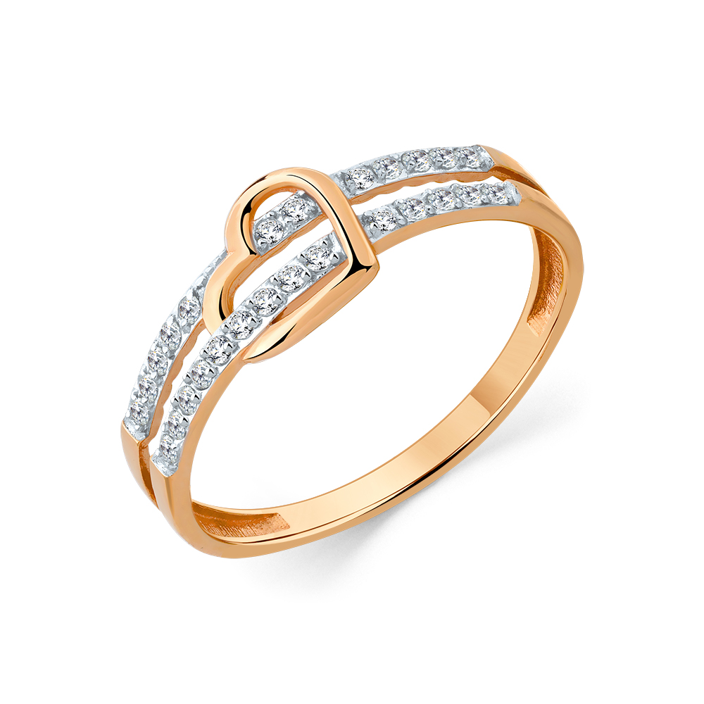 Inel din aur roșu cu pietre Cubic Zirconia Incolor