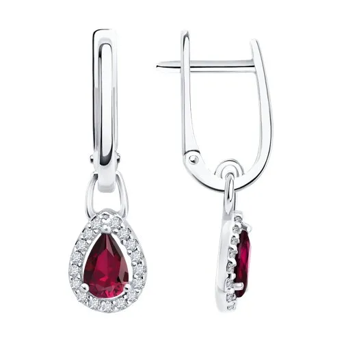 Cercei Suspendați din argint cu Cubic Zirconia Incolor, Rubin