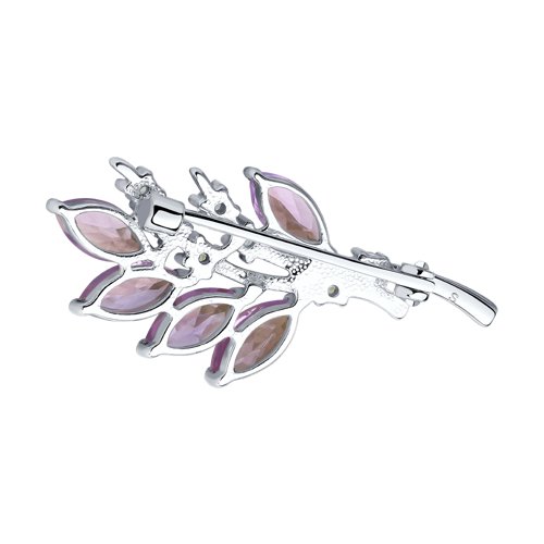 Broșă din argint  cu pietre Cubic Zirconia Incolor, Ametist