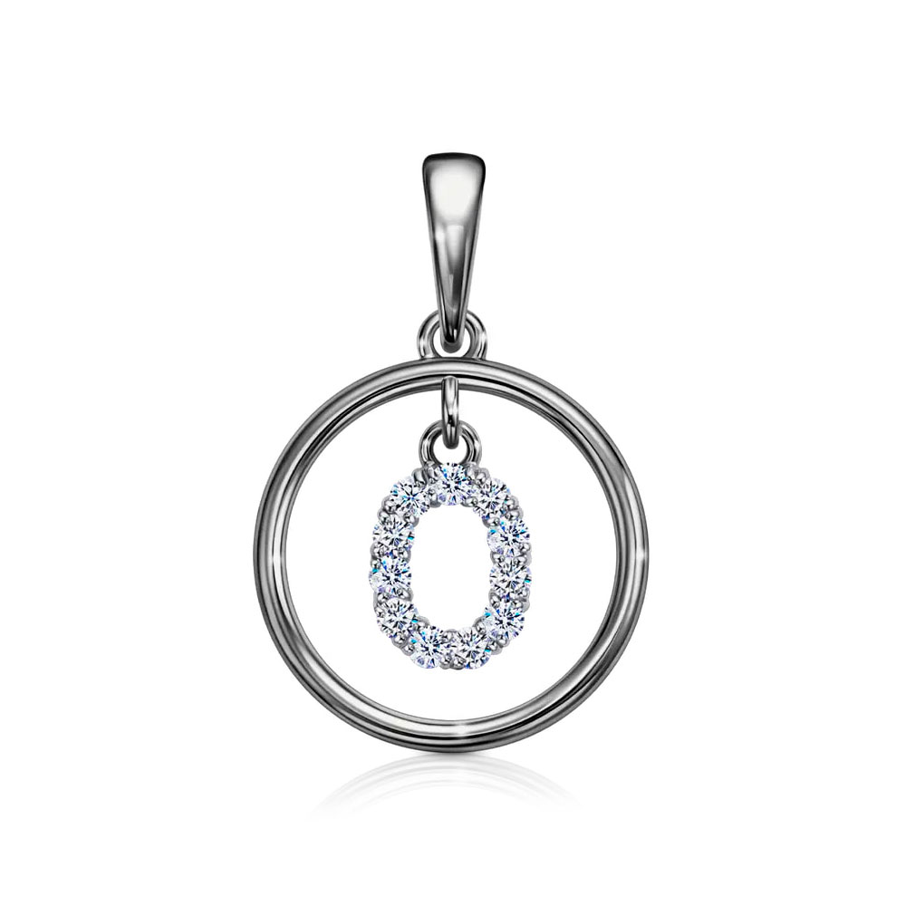 Подвеска из белого золота с камнями Фианит