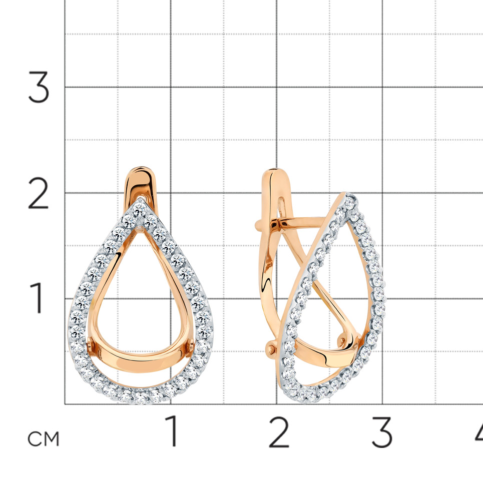 Cercei din aur roșu cu Cubic Zirconia Incolor
