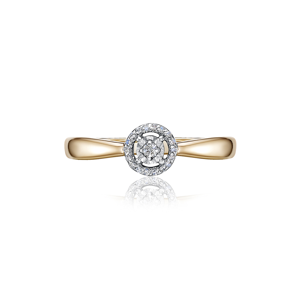 Кольцо из красного золота с камнями Бриллиант