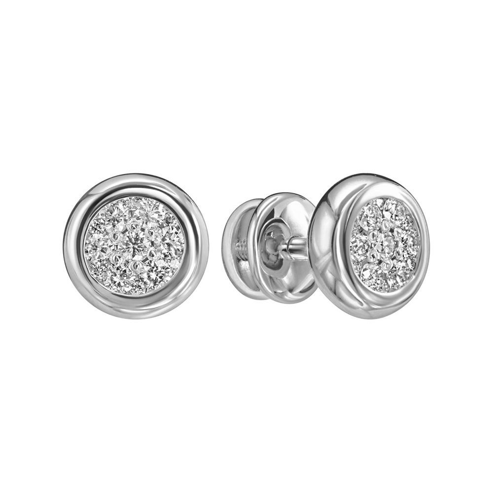 Cercei Pusete din aur alb cu pietre Diamant