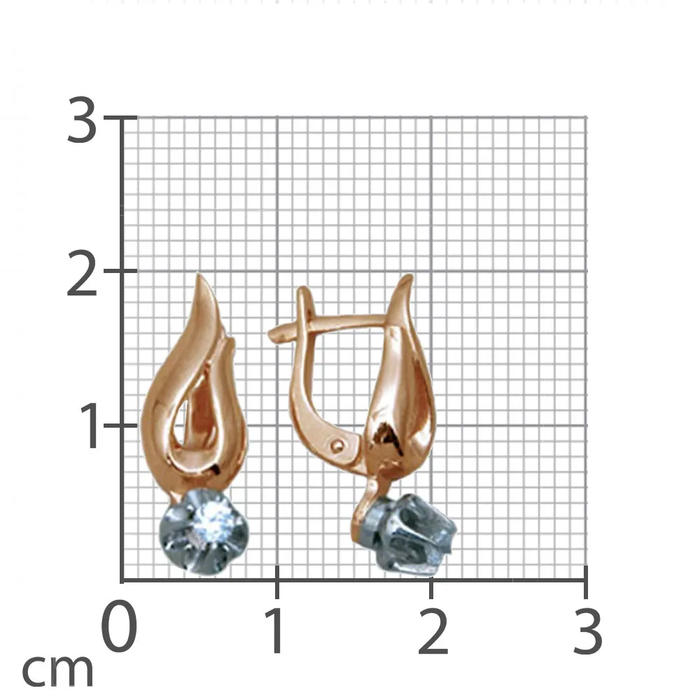Cercei din aur alb și roșu cu Cubic Zirconia Incolor