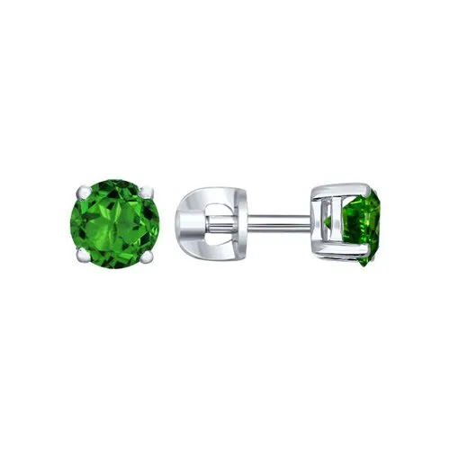 Cercei Pusete din argint cu Cubic Zirconia Verde