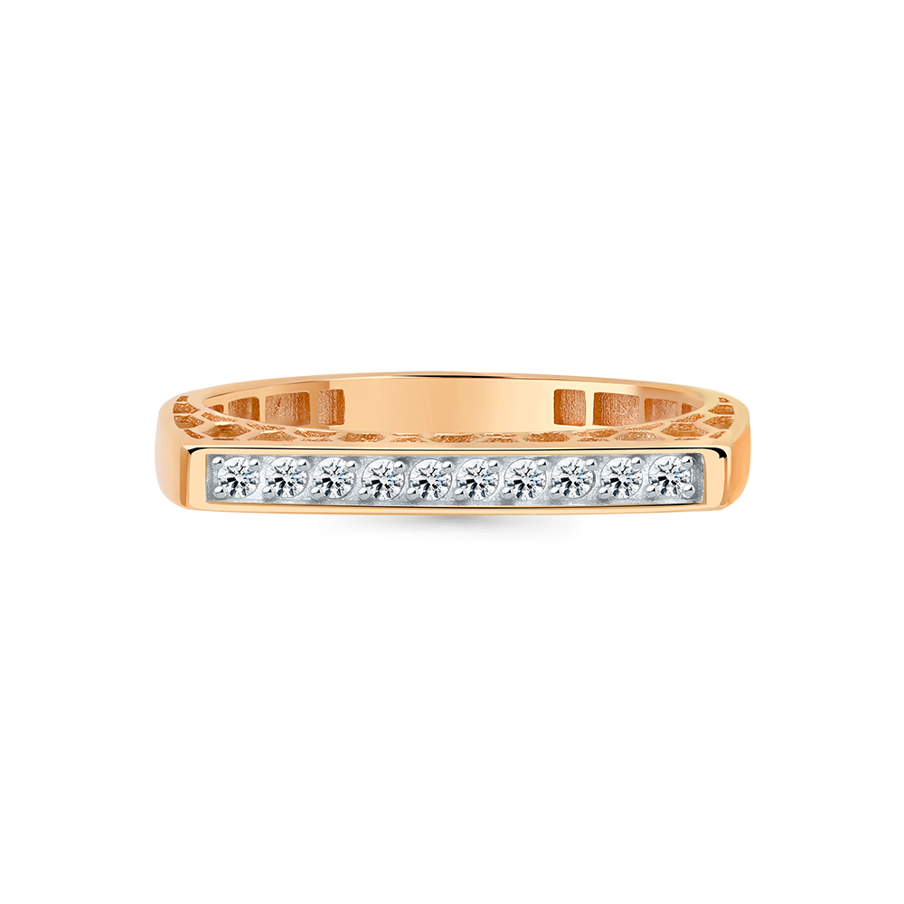 Inel din aur roșu cu pietre Cubic Zirconia Incolor