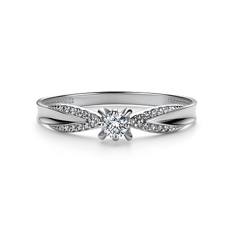 Кольцо из белого золота с камнями Бриллиант