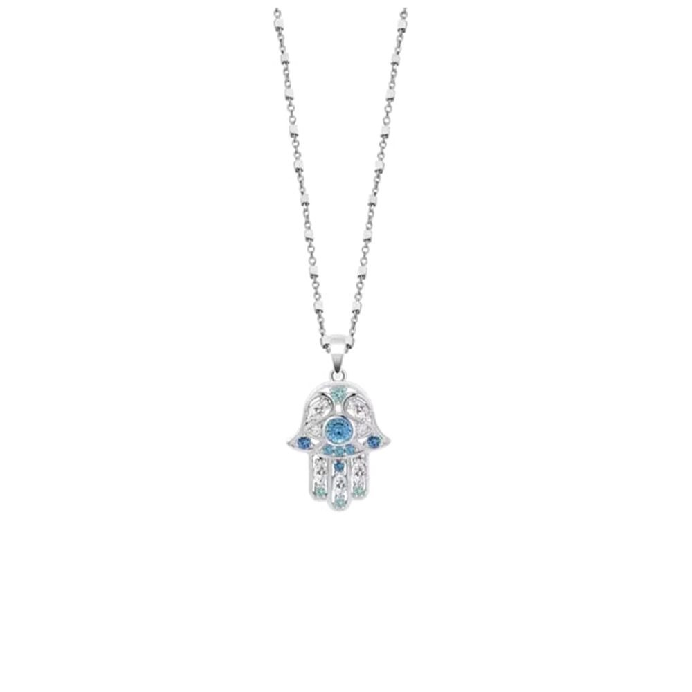 Colier din argint  cu pietre Cubic Zirconia Incolor, Cubic Zirconia Albastru