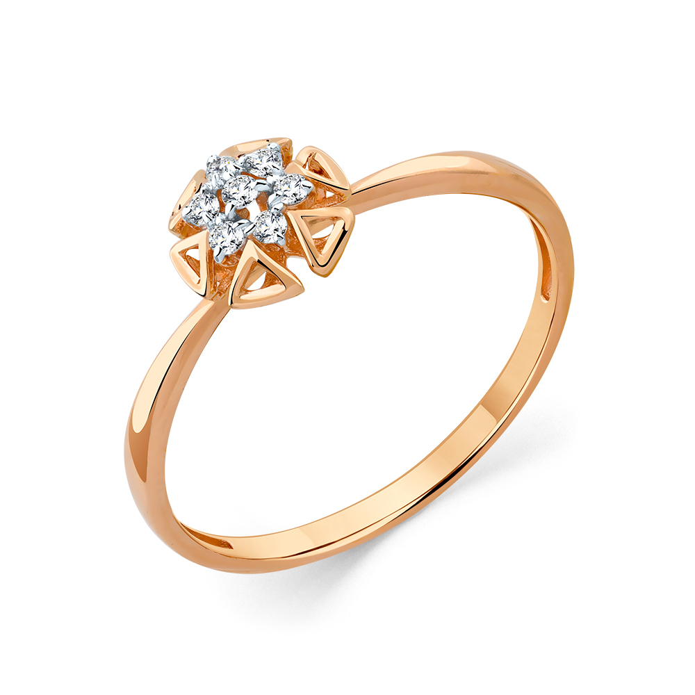 Кольцо из красного золота с камнями Бриллиант